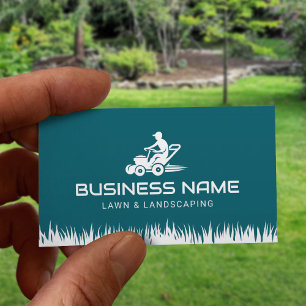 Professional Lawn Care & Landscaping Service Teal Business Card