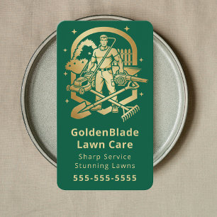 Professional Lawn Care Landscaping Services Green Business Card