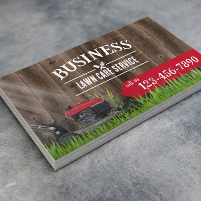 Professional Lawn Care & Landscaping Wood Business Card (Creator Uploaded)