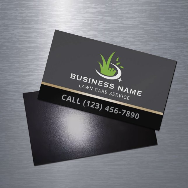 Professional Lawn Care Logo Landscaping Service Magnetic Business Card (Creator Uploaded)