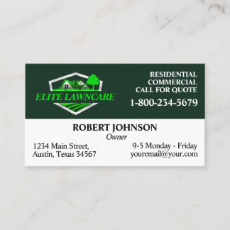 Professional Lawn Care Service Dark Green Business Card