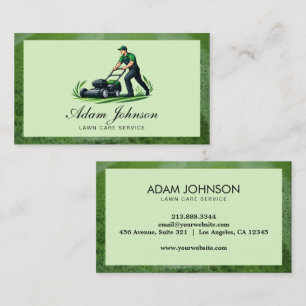 Professional Lawn Mowing Service Green Business Card