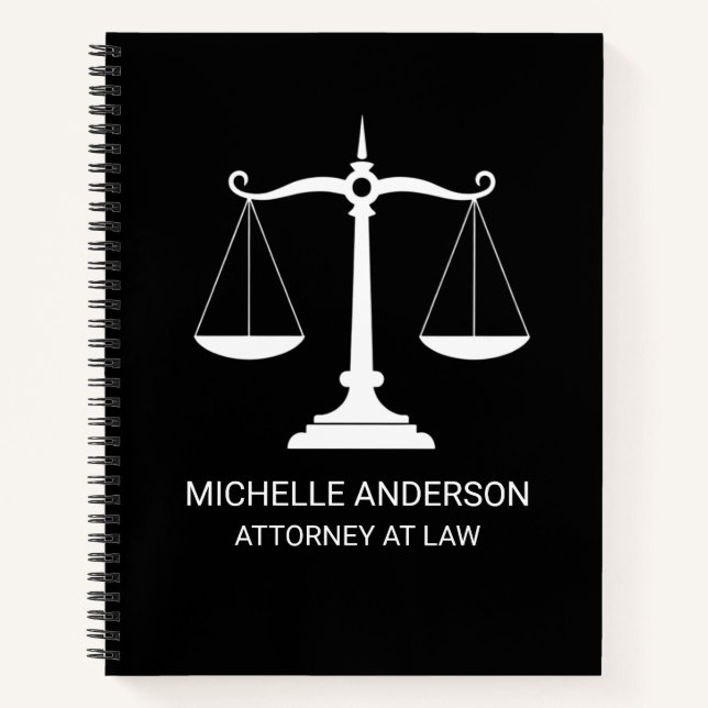 Professional Lawyer Attorney Black and white Notebook (Front)
