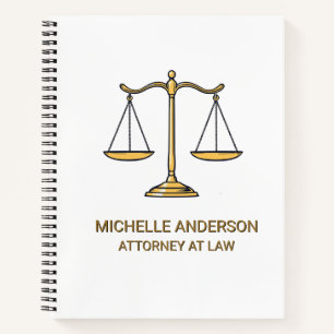 Professional Lawyer Attorney Gold and white Notebook
