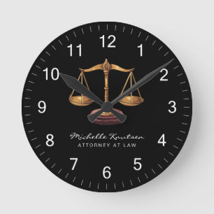 Professional Lawyer Attorney luxury Black Gold Round Clock