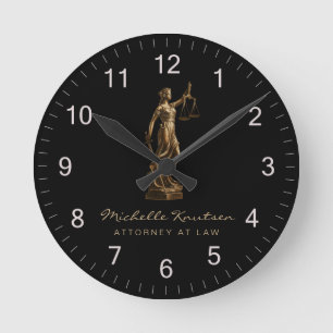 Professional Lawyer Attorney luxury Black Gold Round Clock
