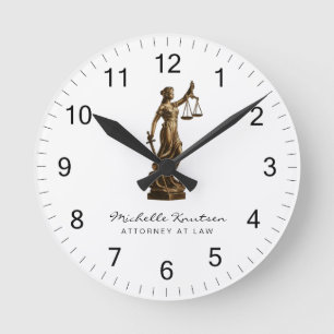 Professional Lawyer Attorney luxury Gold White Round Clock