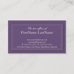 Professional Lawyer Business Cards in Purple