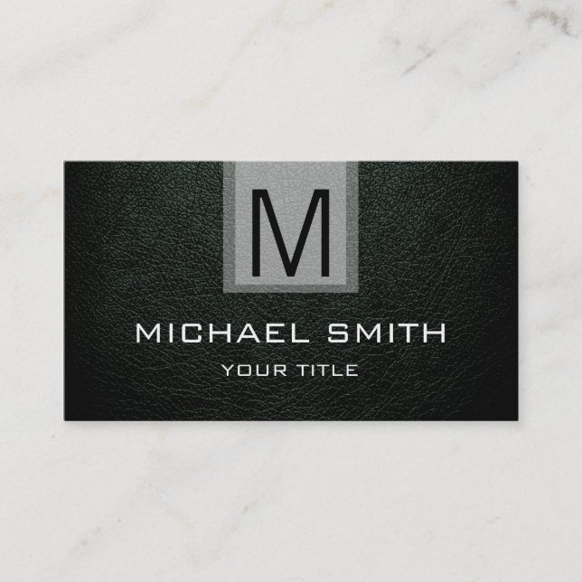 Professional Leather Textured Monogram #20 Business Card (Front)