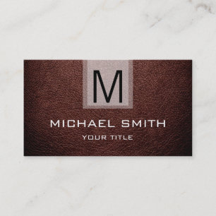 Professional Leather Textured Monogram #7 Business Card