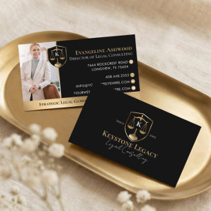 Professional Legal Consultant Luxury Black Gold Business Card