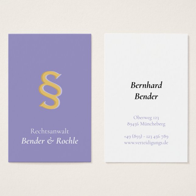 Professional Legal with § Symbol purple (Front & Back)