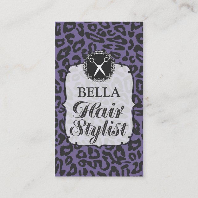 Professional Leopard Pattern Hair Salon Cards (Front)