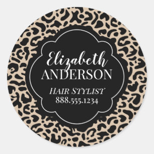 Professional Leopard Print Hair Stylist Classic Round Sticker