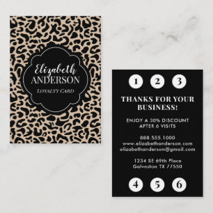 Professional Leopard Print Hair Stylist Loyalty Business Card