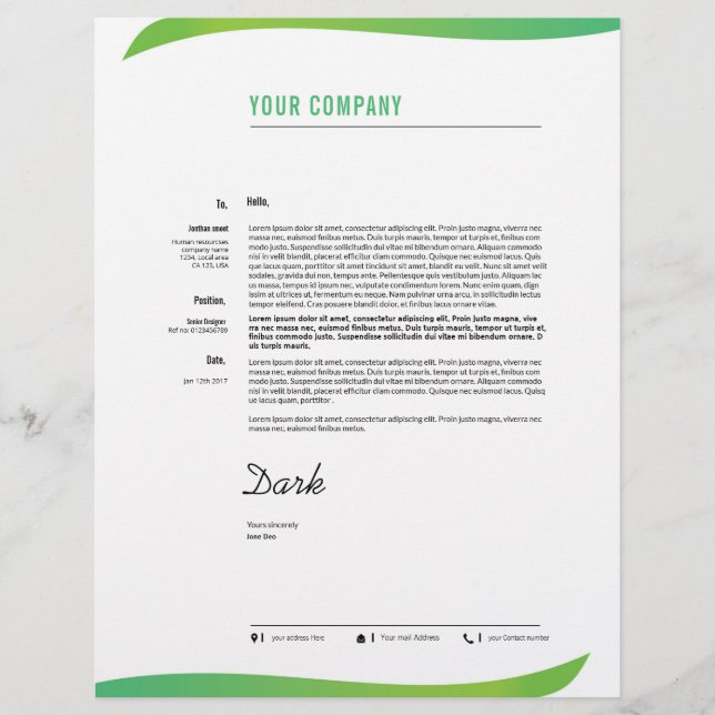 Professional Letterhead (Front)