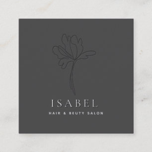  Professional letterpress abstract floral Qr code  Square Business Card