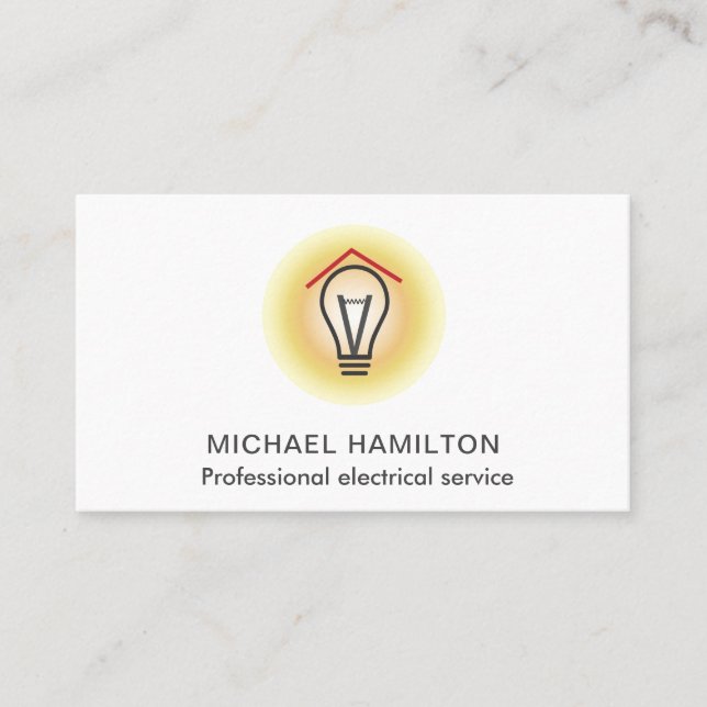 Professional light bulb logo electrical service business card (Front)