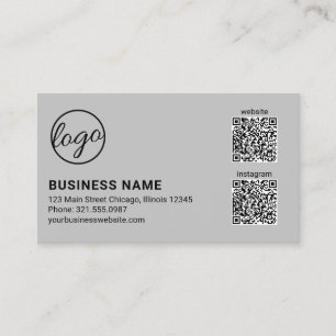 Professional Light Gray Logo QR Code Modern Business Card