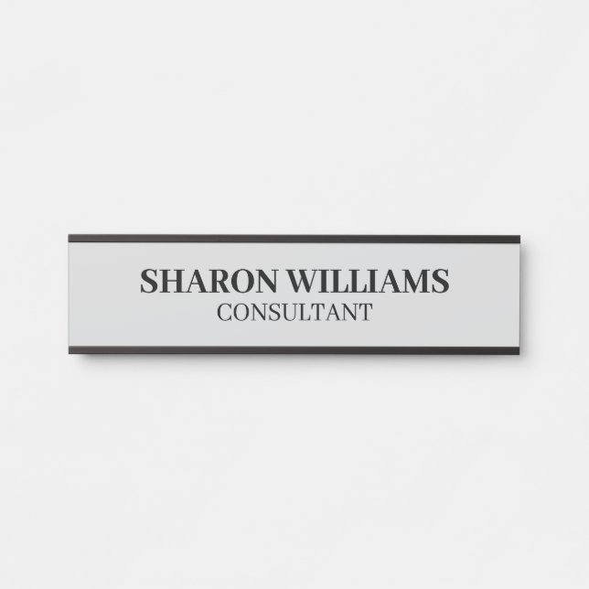Professional Light Grey Name Title Employee Door Sign (Front)