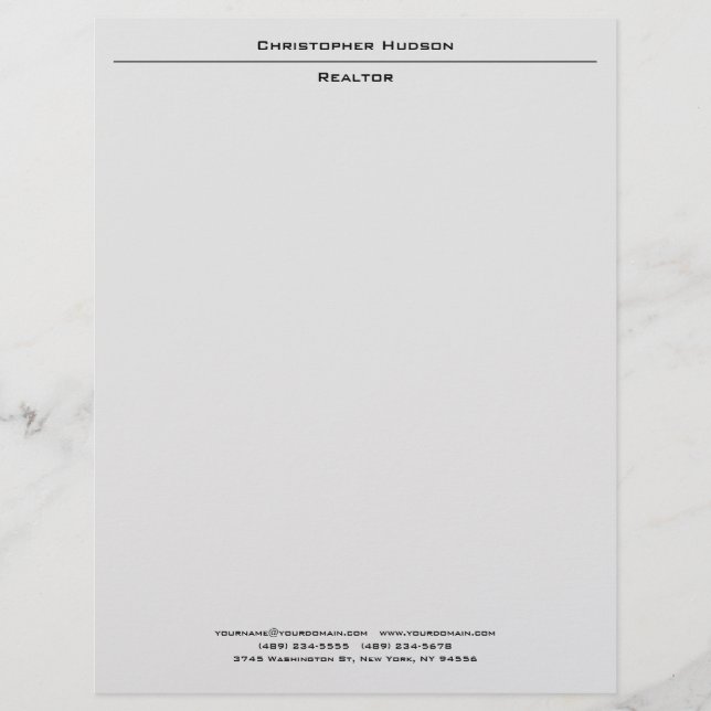 Professional Light Grey Simple Plain Custom Letterhead (Front)