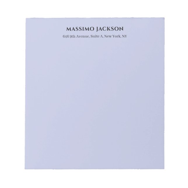 Professional lilac color modern minimalist name notepad (Front)