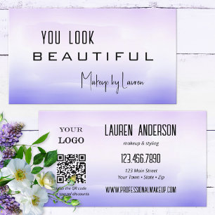 Professional Lilac Paint QR Code Beauty Business Card