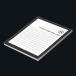 Professional Lined Black White Monogram Notepad<br><div class="desc">A professional lined notepad with a minimalist design in a black and white colour palette. Custom monogram initial and name on a simple white background,  framed by a black border. Personalise using the fields provided or use the 'message' button to contact the designer for help.</div>