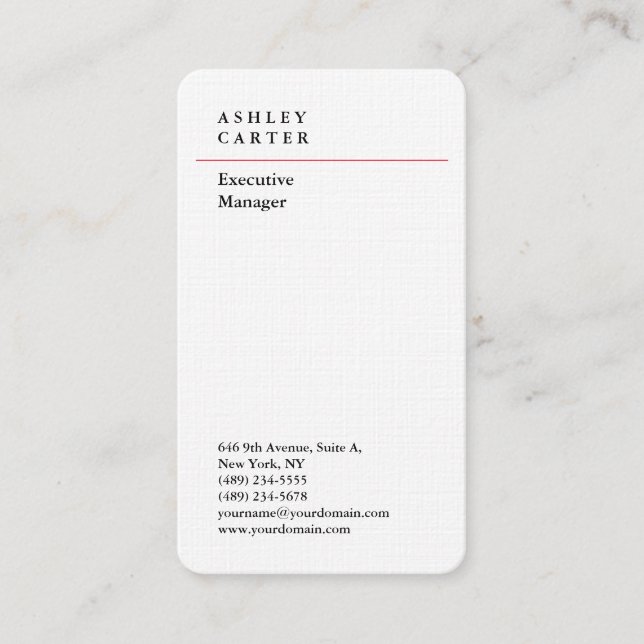 Professional linen elegant plain minimalist modern business card (Front)