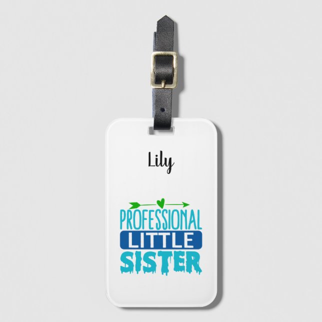 Professional Little Sister Blue Paint Drip Luggage Tag (Front Vertical)