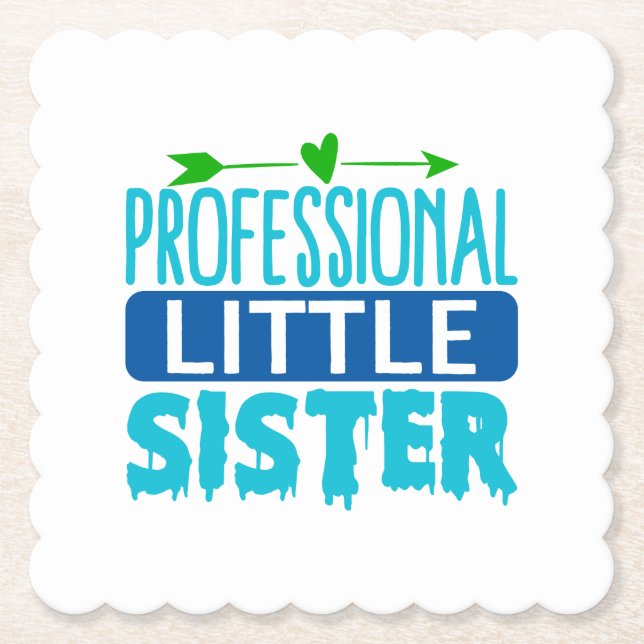 Professional Little Sister Blue Paint Drip Paper Coaster (Front)