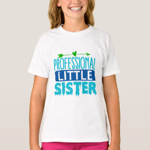 Professional Little Sister Blue Paint Drip T-Shirt