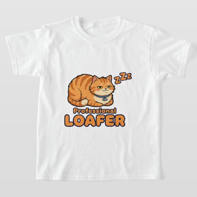 Professional Loafer Funny Sleeping Cat T-Shirt (Laydown)