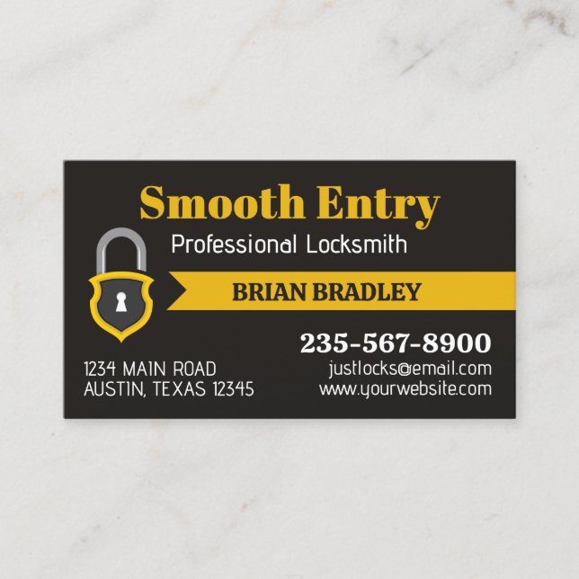 Professional Locksmith Services with Key Graphic Business Card (Front)