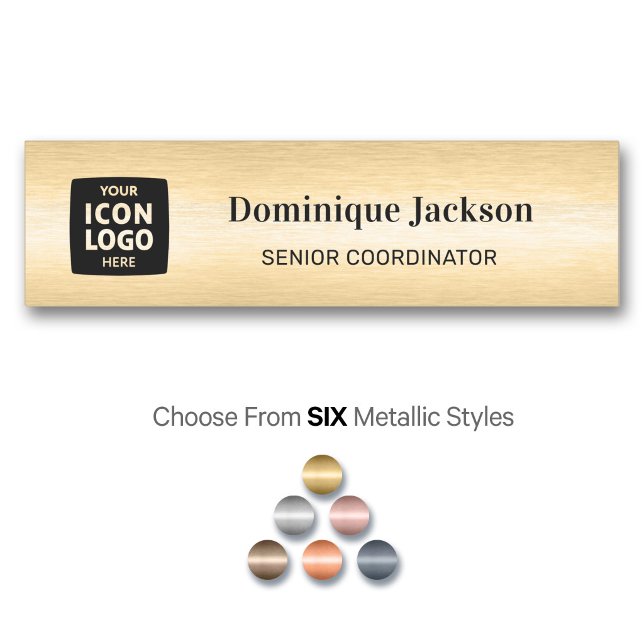 Professional Logo Brushed Gold Employee ID  Name Tag (Creator Uploaded)