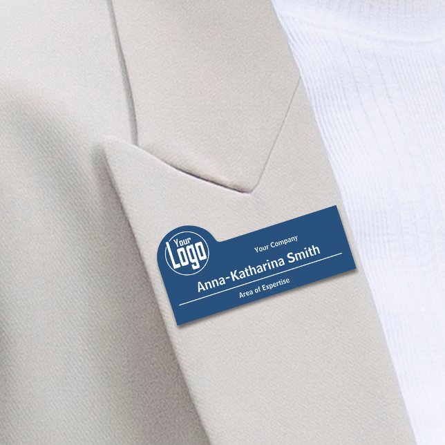 Professional Logo Business & Expertise Blue White Name Tag (Professional Logo Business & Expertise Blue White Name Tag)