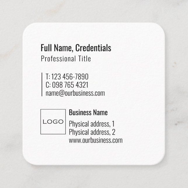Professional Logo Elegant Modern Simple QR Code  Square Business Card (Front)