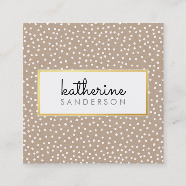 PROFESSIONAL LOGO EMBLEM modern kraft gold white Square Business Card (Front)