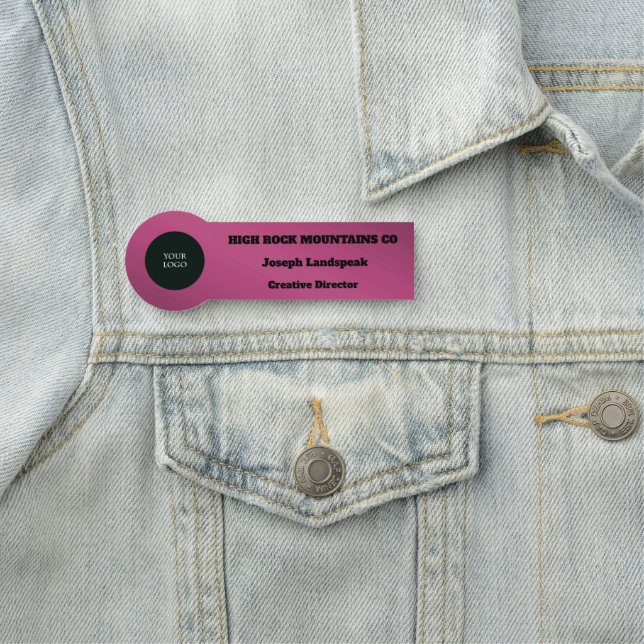 Professional Logo Employee Deep Red Metallic Name Tag (In Situ)