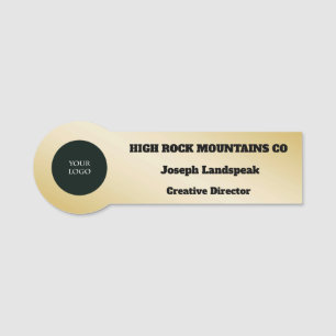 Professional Logo Employee Gold Metallic Name Tag