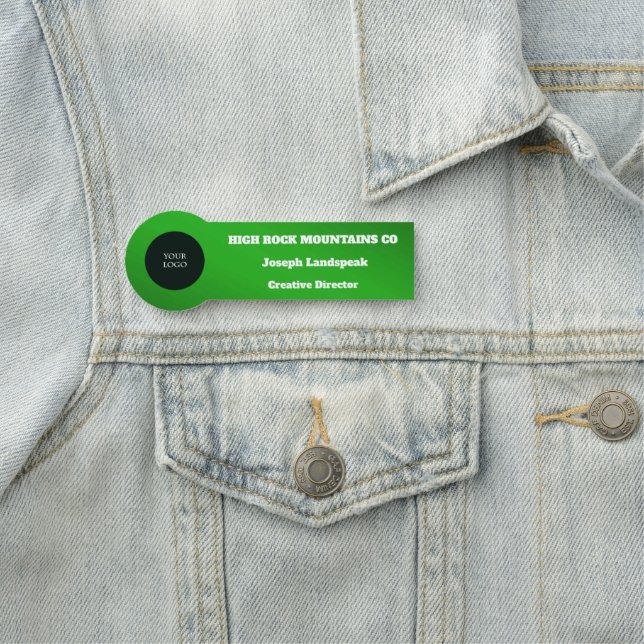 Professional Logo Employee Green Metallic Name Tag (In Situ)