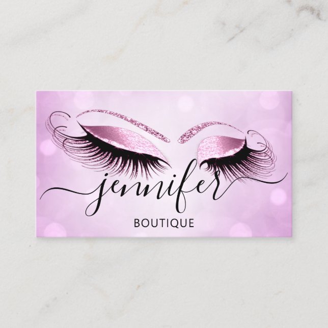 Professional Logo Makeup Boutique Lash Studio Pink Business Card (Front)