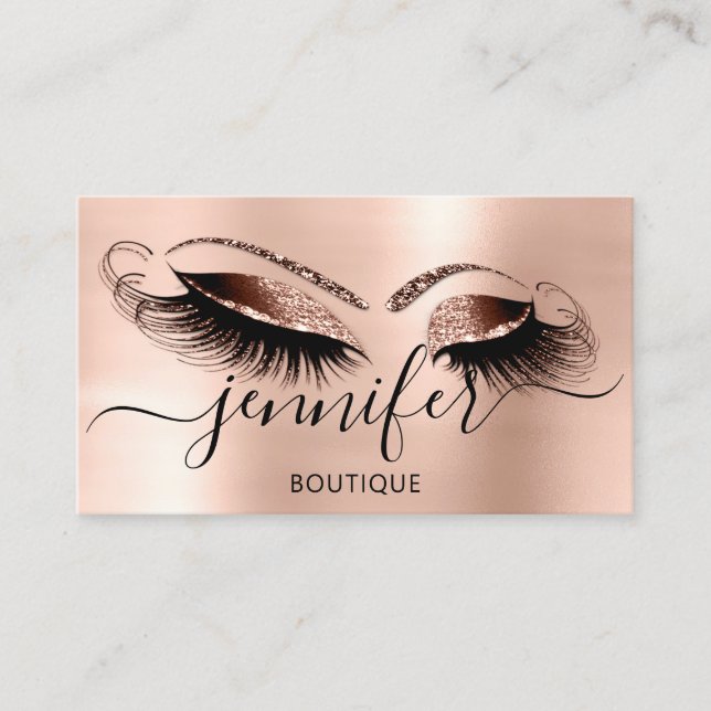 Professional Logo Makeup Boutique Rose Blush Business Card (Front)