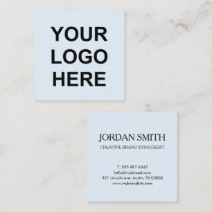 Professional Logo Minimal Modern Pale Blue Square Business Card
