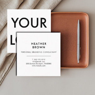 Professional Logo Minimal Modern White Square Business Card