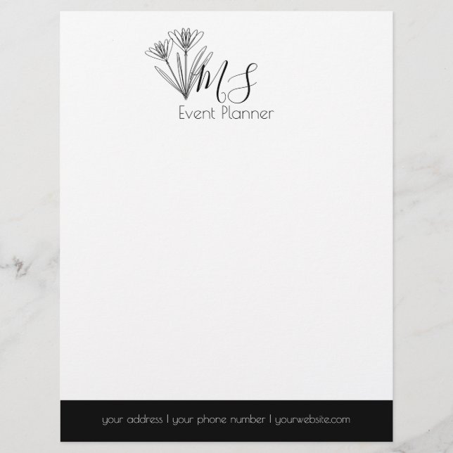 Professional Logo - Minimalist Event Planner Custom Letterhead (Front)