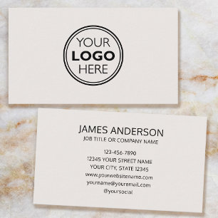 Professional Logo Minimalist Off-White Business Card