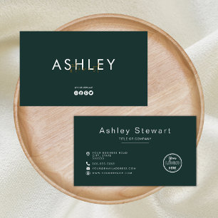 Professional Logo Modern Minimalist Dark Green Business Card
