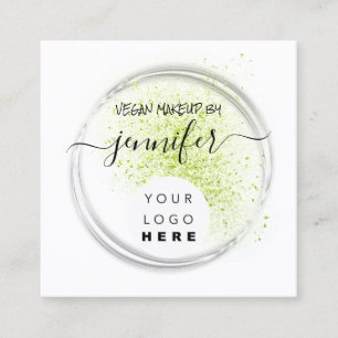 Professional Logo Nails Beauty Hair Vegan Green Square Business Card