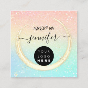 Professional Logo  Nails Beauty Pink Rose Glitter Square Business Card